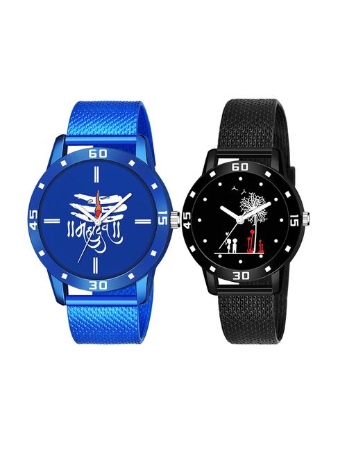 men watch 587 tilak mahadev in blue dial numeric case with women watch 3034 two kinds and white tree in black dial numeric case - 18503617 - Very Small Image - 1