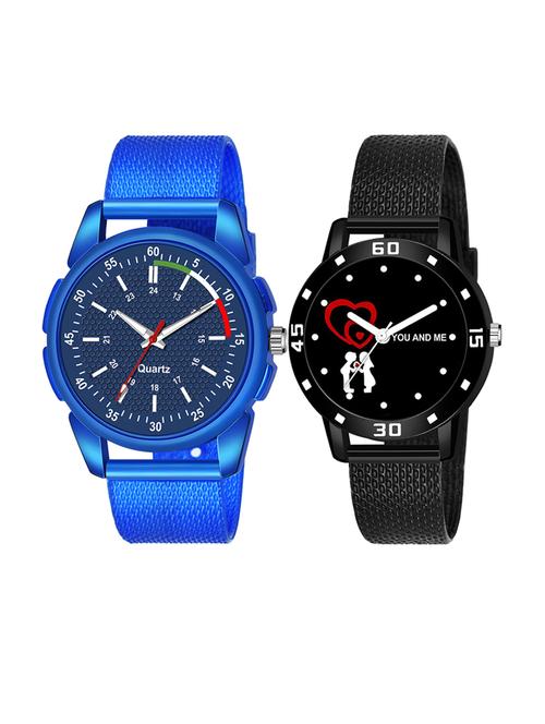 men watch 1245 tricolour blue dial unique case with women watch 3036 white you and me couple in black dial numeric case - 18503624 - Very Small Image - 1