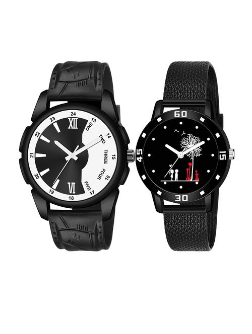 men watch 1223 black half half unique case with women watch 3034 two kinds and white tree in black dial numeric case - 18503659 - Very Small Image - 1