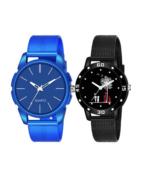 men watch 1227 unique white line blue unique case with women watch 3034 two kinds and white tree in black dial numeric case - 18503671 - Very Small Image - 1