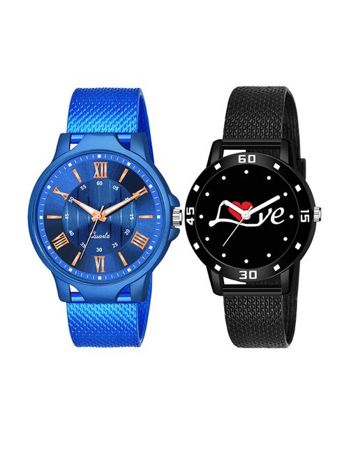 men watch 523 golden ad with blue dial three kan case with women watch 3037 white love printed black dial numeric case - 18503701 - Very Small Image - 1