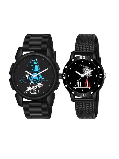 men watch 1247 blue mahadev in black dial unique case with women watch 3034 two kinds and white tree in black dial numeric case - 18503722 - Very Small Image - 1