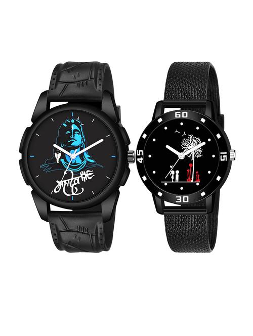 men watch 1248 blue mahadev in black dial unique case with women watch 3034 two kinds and white tree in black dial numeric case - 18503725 - Very Small Image - 1