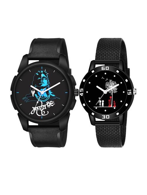 men watch 1249 blue mahadev in black dial unique case with women watch 3034 two kinds and white tree in black dial numeric case - 18503728 - Very Small Image - 1