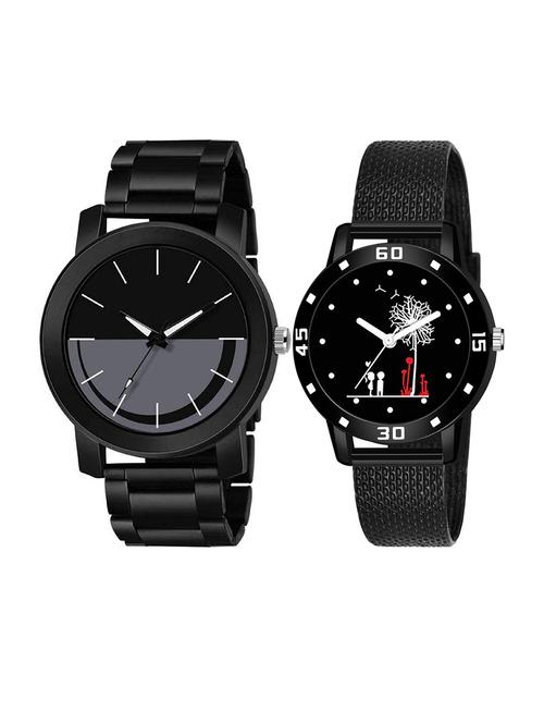 men watch 33 unique white line half half black dial steel with women watch 3034 two kinds and white tree in black dial - 18503760 - Very Small Image - 1