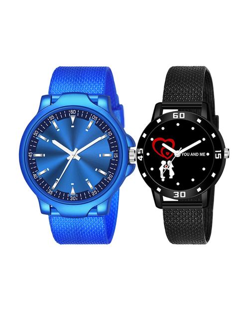 men watch 1214 amazing blue dial with white line three kan case with women watch 3036 white you and me couple in black dial - 18503772 - Very Small Image - 1
