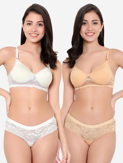 pack of 2 lace detailed bras and panty set - 18503823 - Very Small Image - 1