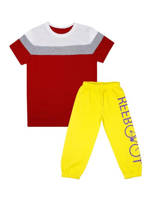 boys colour block t-shirt & jogger set - 18504563 - Very Small Image - 1
