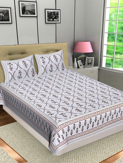 texstylers jaipuri traditional queen size bedsheet with 2 pillow covers - 18507197 - Very Small Image - 1