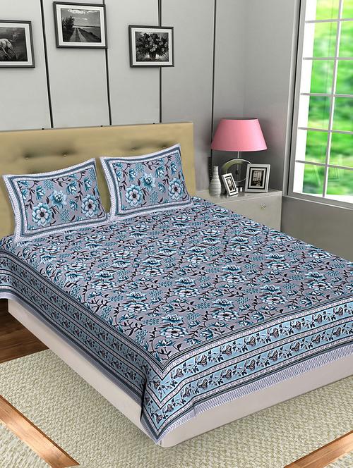 texstylers jaipuri traditional queen size bedsheet with 2 pillow covers - 18507204 - Very Small Image - 1