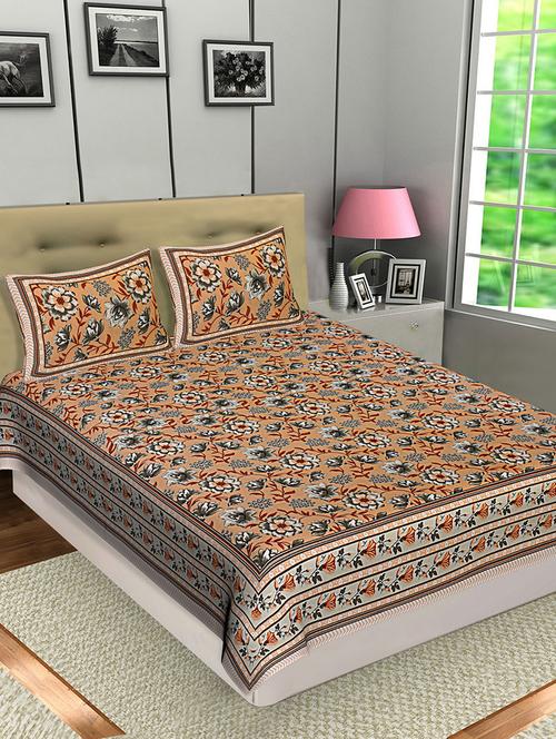 texstylers jaipuri traditional queen size bedsheet with 2 pillow covers - 18507205 - Very Small Image - 1