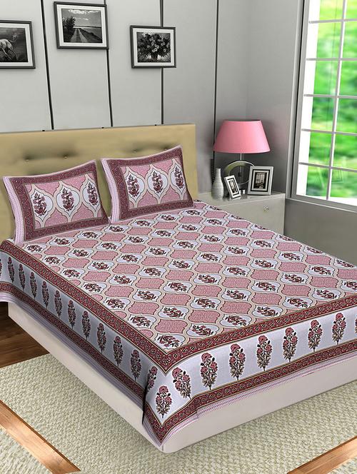 texstylers jaipuri traditional queen size bedsheet with 2 pillow covers - 18507207 - Very Small Image - 1