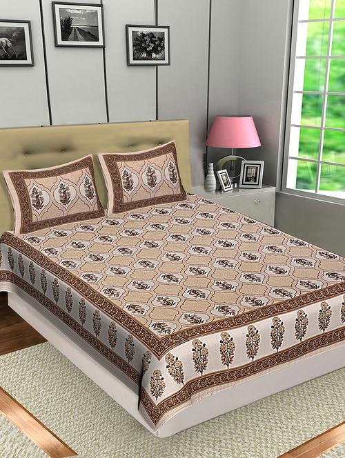 texstylers jaipuri traditional queen size bedsheet with 2 pillow covers - 18507209 - Very Small Image - 1