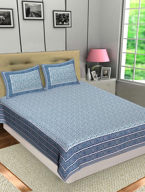 texstylers jaipuri traditional queen size bedsheet with 2 pillow covers - 18507214 - Very Small Image - 1