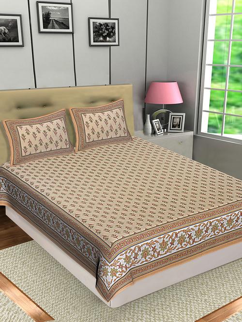 texstylers jaipuri traditional queen size bedsheet with 2 pillow covers - 18507223 - Very Small Image - 1