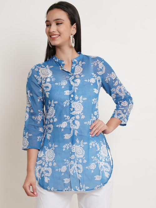 floral printed straight kurti - 18507227 - Very Small Image - 1