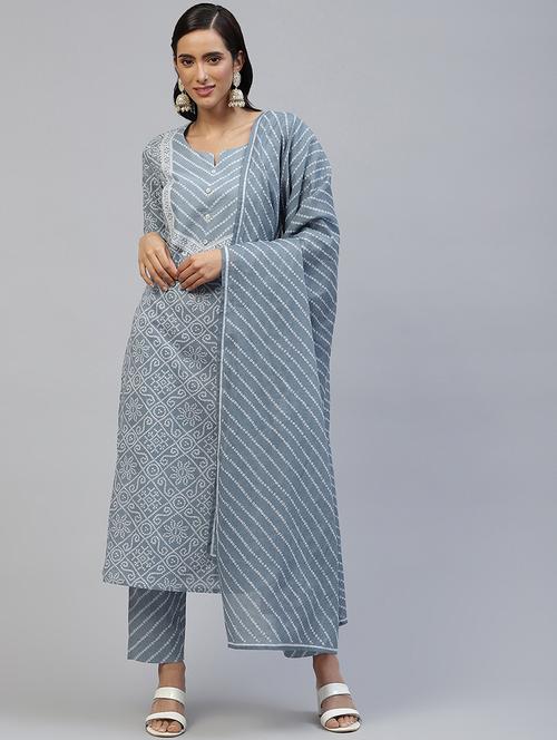 bandhani print kurta pant with dupatta - 18507765 - Very Small Image - 1