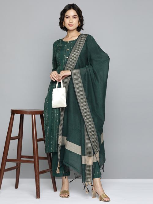 embroidered kurta pant set with dupatta - 18509498 - Very Small Image - 1