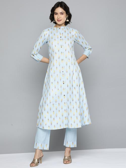 zari weaving kurta pant set - 18509521 - Very Small Image - 1