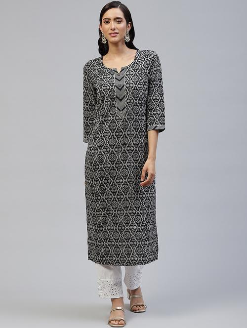 printed straight kurta - 18509557 - Very Small Image - 1