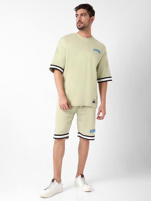 green solid short and t-shirt set - 18509716 - Very Small Image - 1