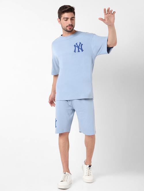 light blue solid short and t-shirt set - 18509722 - Very Small Image - 1