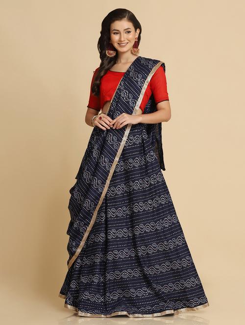 bandhani flared lehenga choli with dupptta - 18510541 - Very Small Image - 1