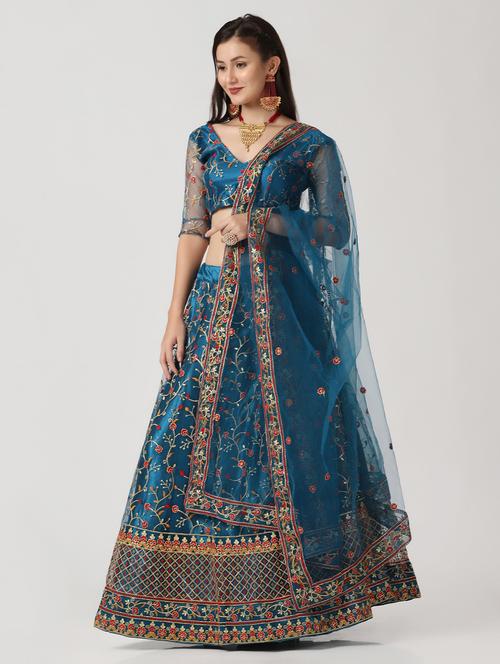 embroidered flared lehenga - 18510546 - Very Small Image - 1
