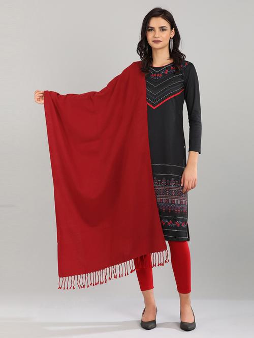 maroon solid shawl - 18510678 - Very Small Image - 1