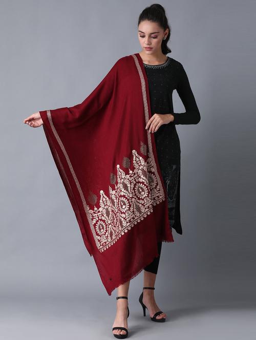 self design wool shawl - 18510687 - Very Small Image - 1