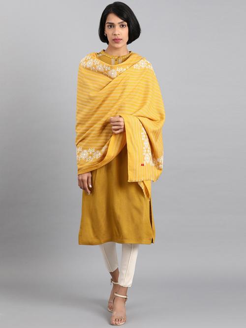 yellow printed stole - 18510704 - Very Small Image - 1