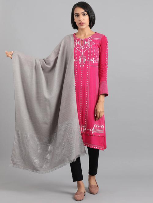 grey solid stole - 18510719 - Very Small Image - 1