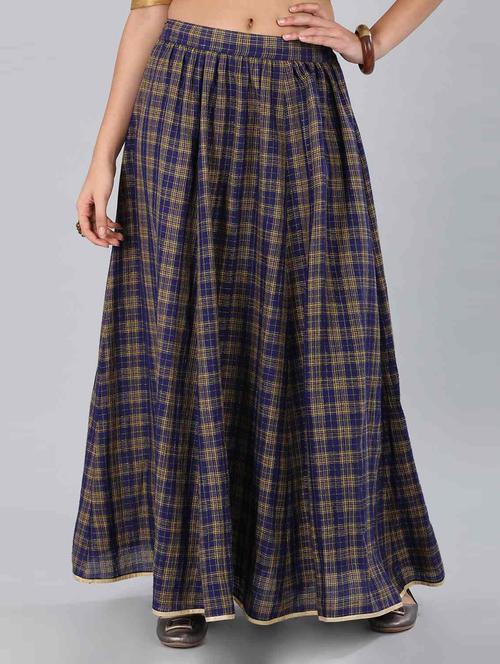 check printed flared skirt - 18511418 - Very Small Image - 1