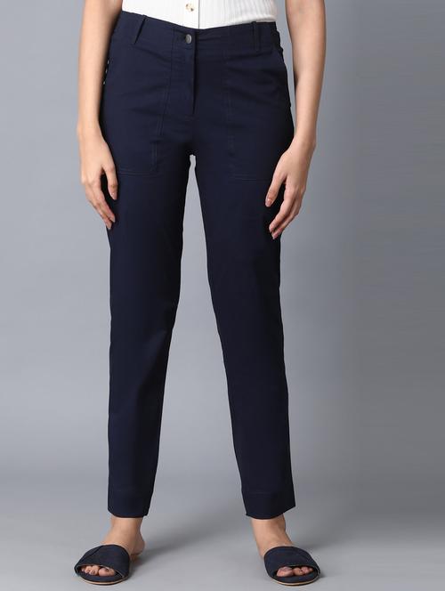 mid rise flat front solid trouser - 18511641 - Very Small Image - 1
