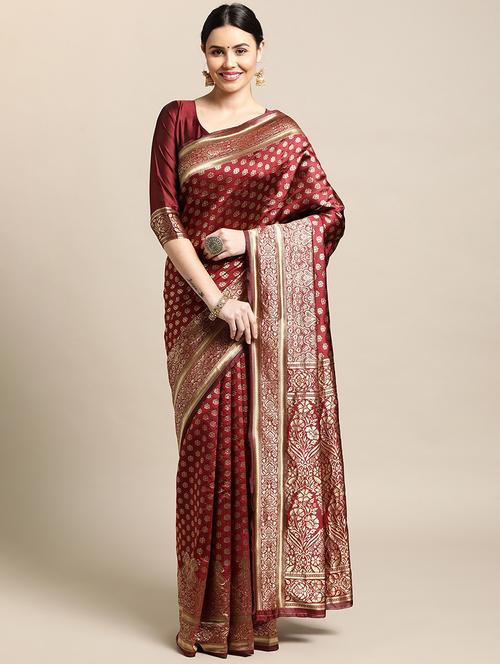 jacquard work woven saree with blouse - 18512388 - Very Small Image - 1