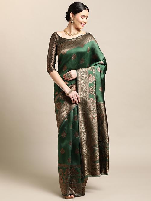 jacquard work woven saree with blouse - 18512425 - Very Small Image - 1