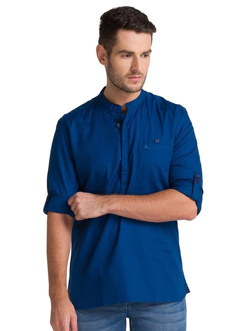 navy blue solid short kurta - 18512500 - Very Small Image - 1