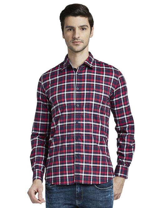 navy blue checkered casual shirt - 18512512 - Very Small Image - 1