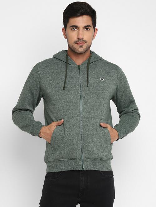 olive solid hooded casual jacket - 18512653 - Very Small Image - 1