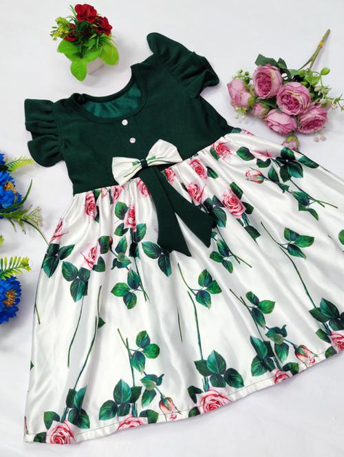 girls green floral a-line frock - 18512752 - Very Small Image - 1