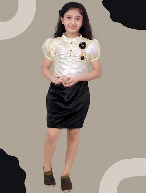 girls mandarin collar puff sleeve frock - 18512757 - Very Small Image - 1