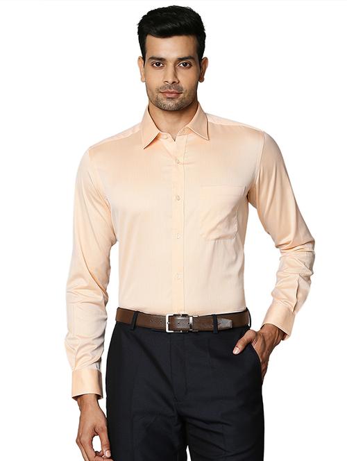 peach solid formal shirt - 18513569 - Very Small Image - 1