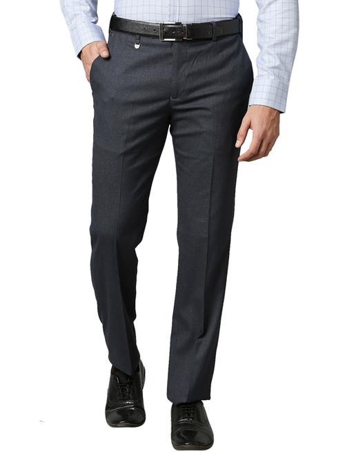 grey solid flat front trousers formal trouser - 18513790 - Very Small Image - 1