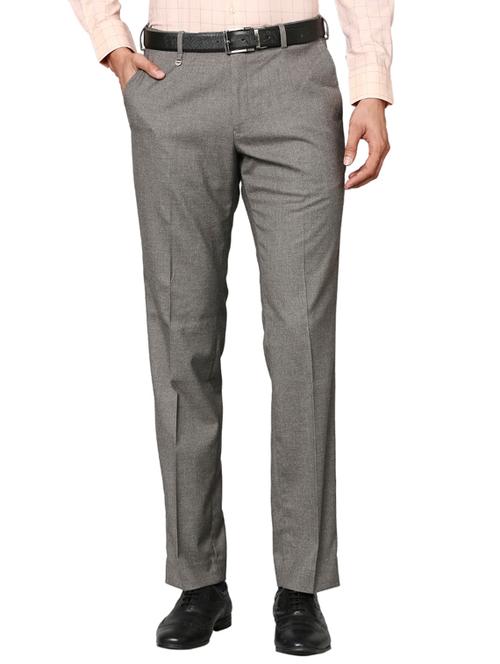 grey solid flat front trousers formal trouser - 18513792 - Very Small Image - 1