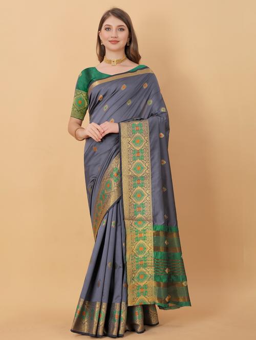 jacquard work kanjivaram saree - 18514140 - Very Small Image - 1