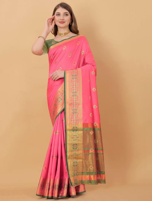 jacquard work kanjivaram saree with blouse - 18514143 - Very Small Image - 1