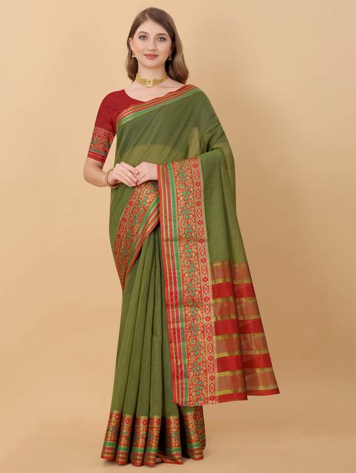 jacquard work kanjivaram saree with blouse - 18514147 - Very Small Image - 1