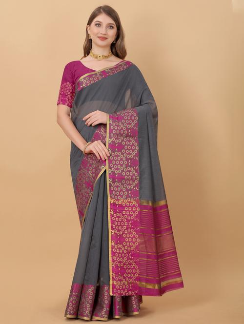 jacquard work kanjivaram saree with blouse - 18514148 - Very Small Image - 1