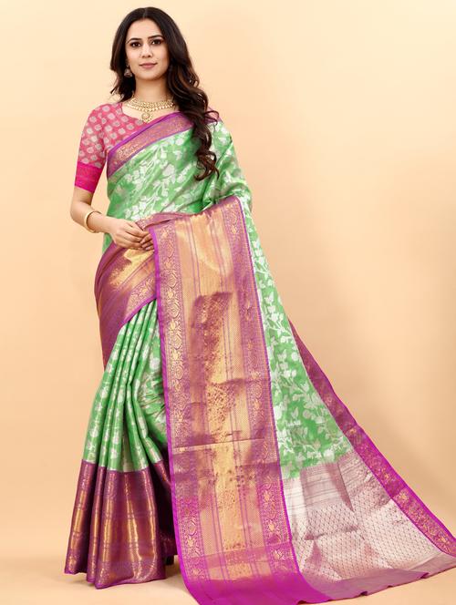 jacquard work kanjivaram saree - 18514160 - Very Small Image - 1