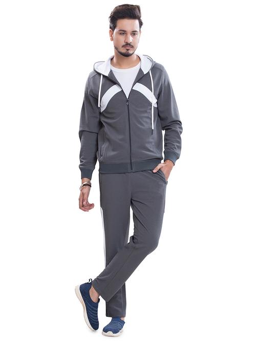 grey color-blocked hooded track suit - 18514396 - Very Small Image - 1